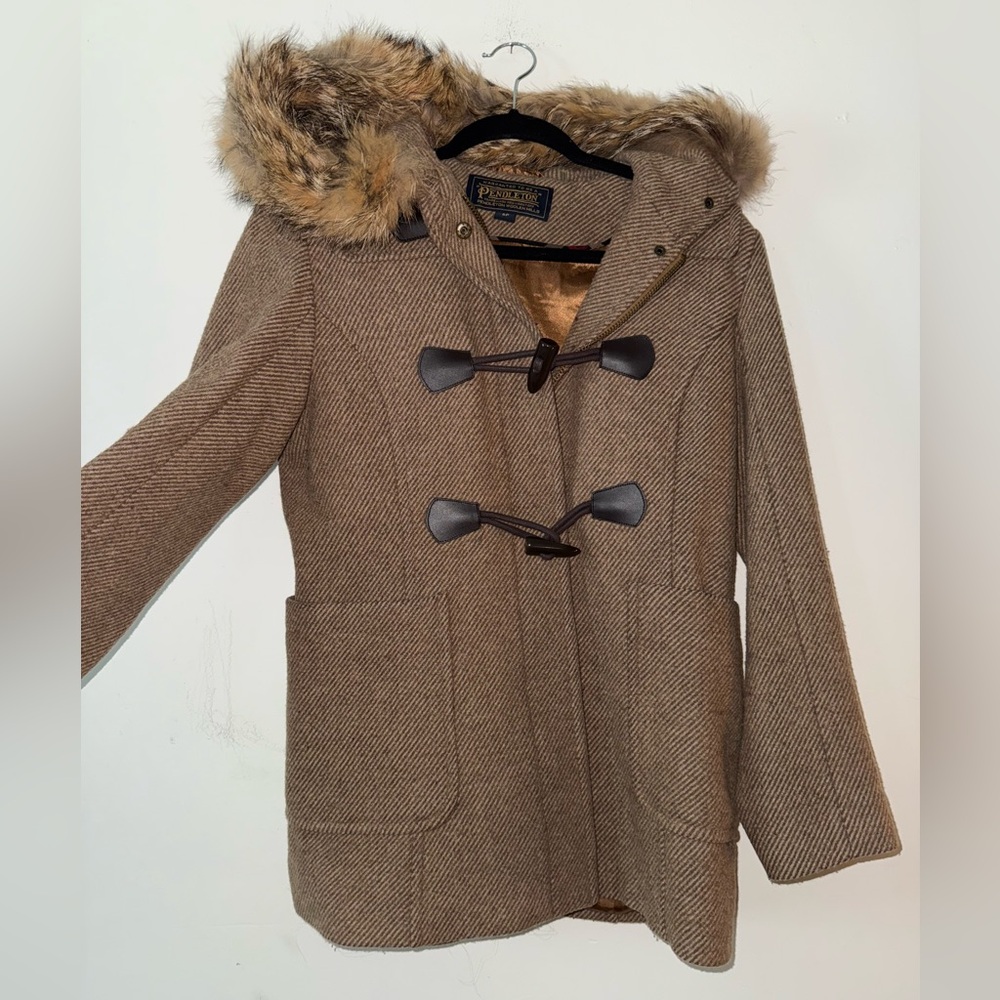 Pendleton Tan Toggle Herringbone Coat With Coyote… - image 1